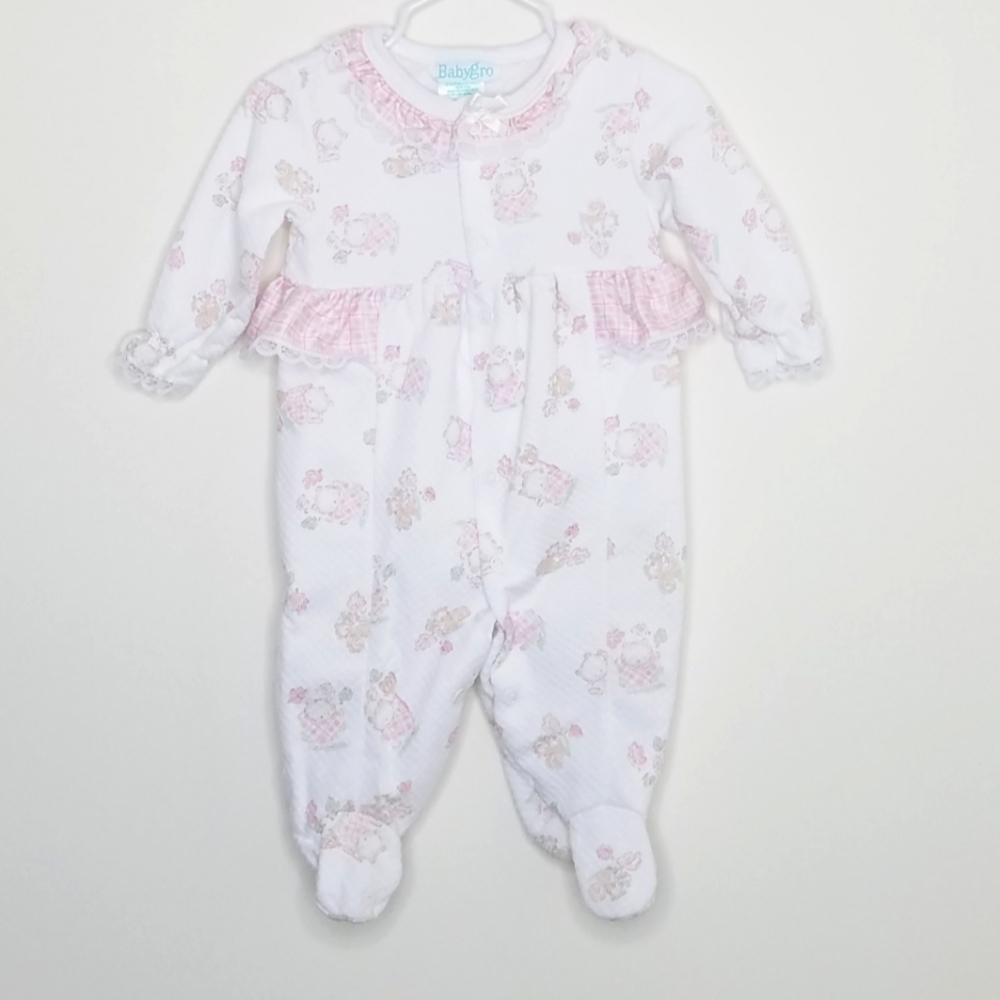 Vintage Babygro Kitten Leaves Lace Sleeper 6-9m